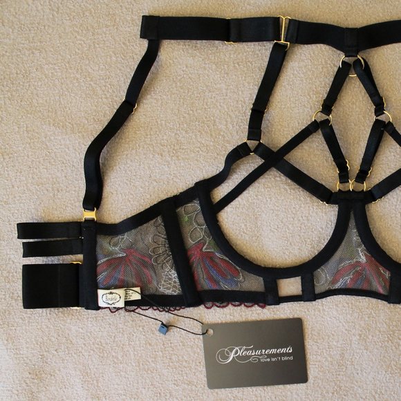 Bordelle Botanica Ouvert Open Bra Black XS SS Extra Small NWT AW21B04B $350 - Picture 5 of 12